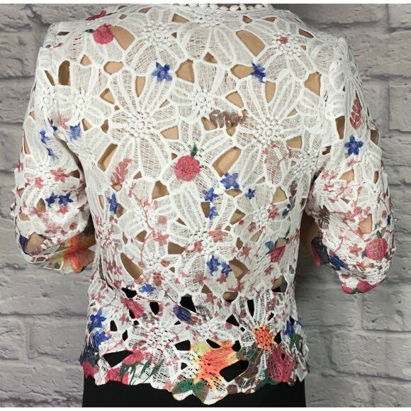 Rabbit Rabbit Rabbit Designs Floral Cutwork Lace One-Button Blouse/Cardigan - Picture 2 of 7